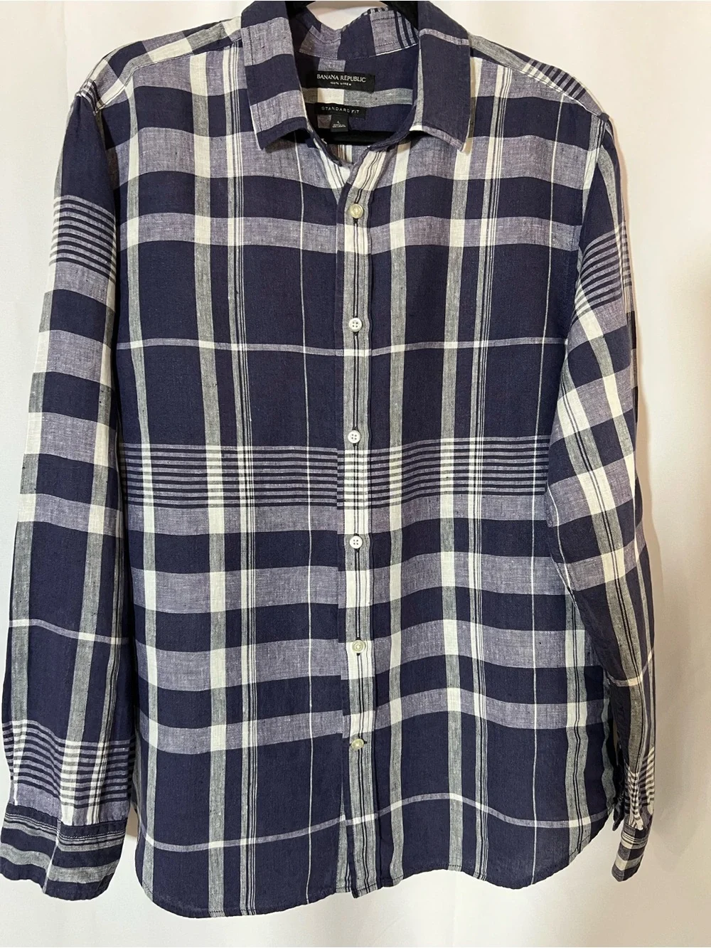 Banana republic men’s 100% linen standard   large shirt nautical preppy coastal